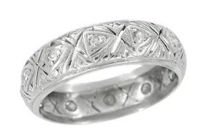 Easton Art Deco Vintage Wide Diamond Wedding Band in Platinum - Size 7