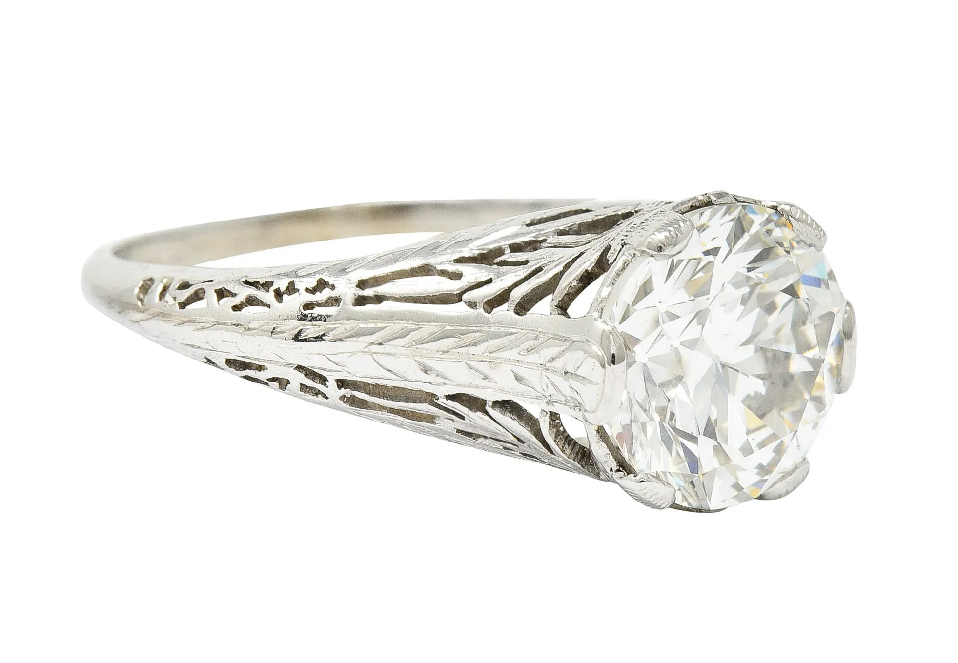 Edwardian 2.41 CTW Diamond Platinum Pinecone Antique Engagement Ring