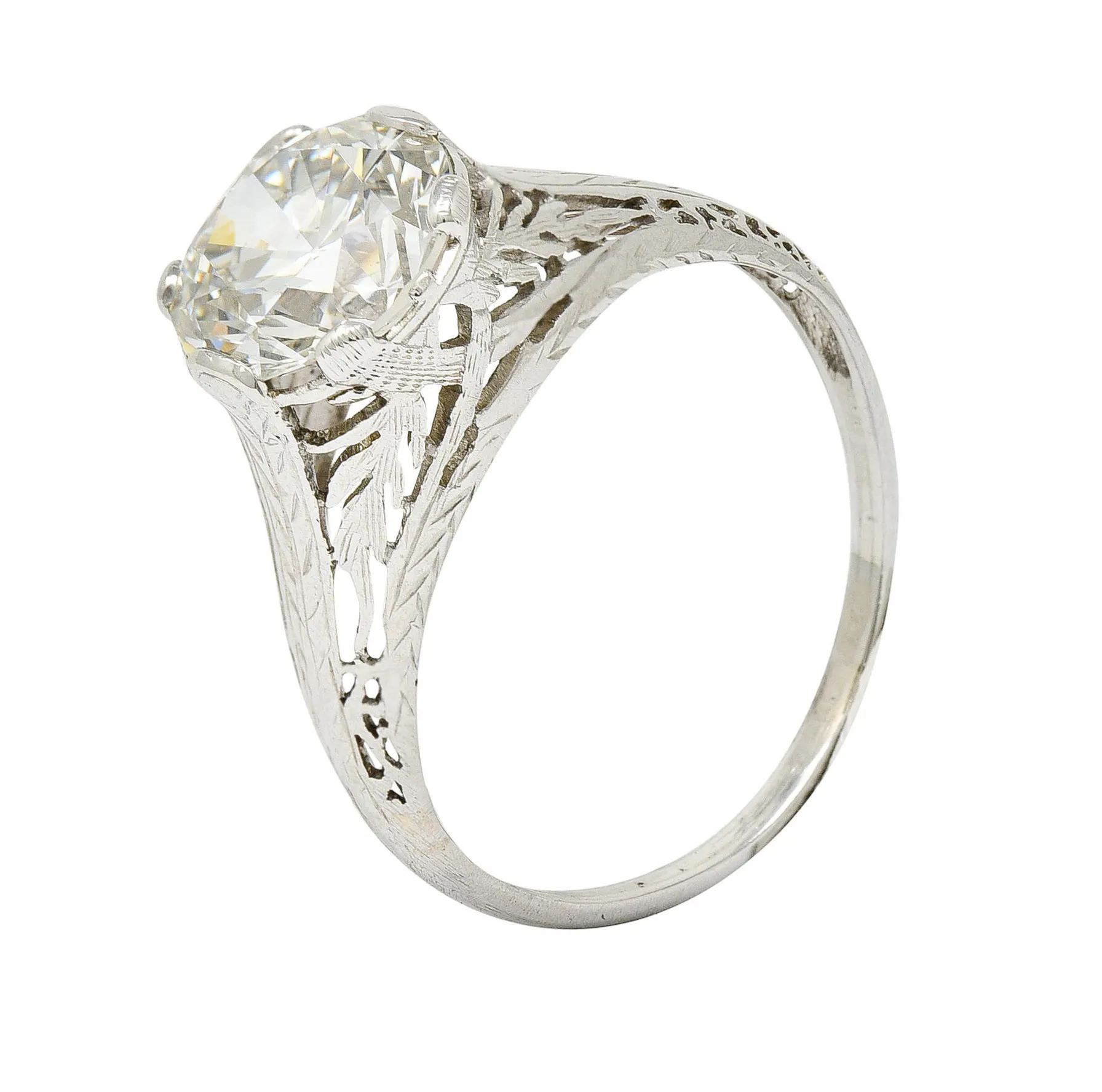 Edwardian 2.41 CTW Diamond Platinum Pinecone Antique Engagement Ring