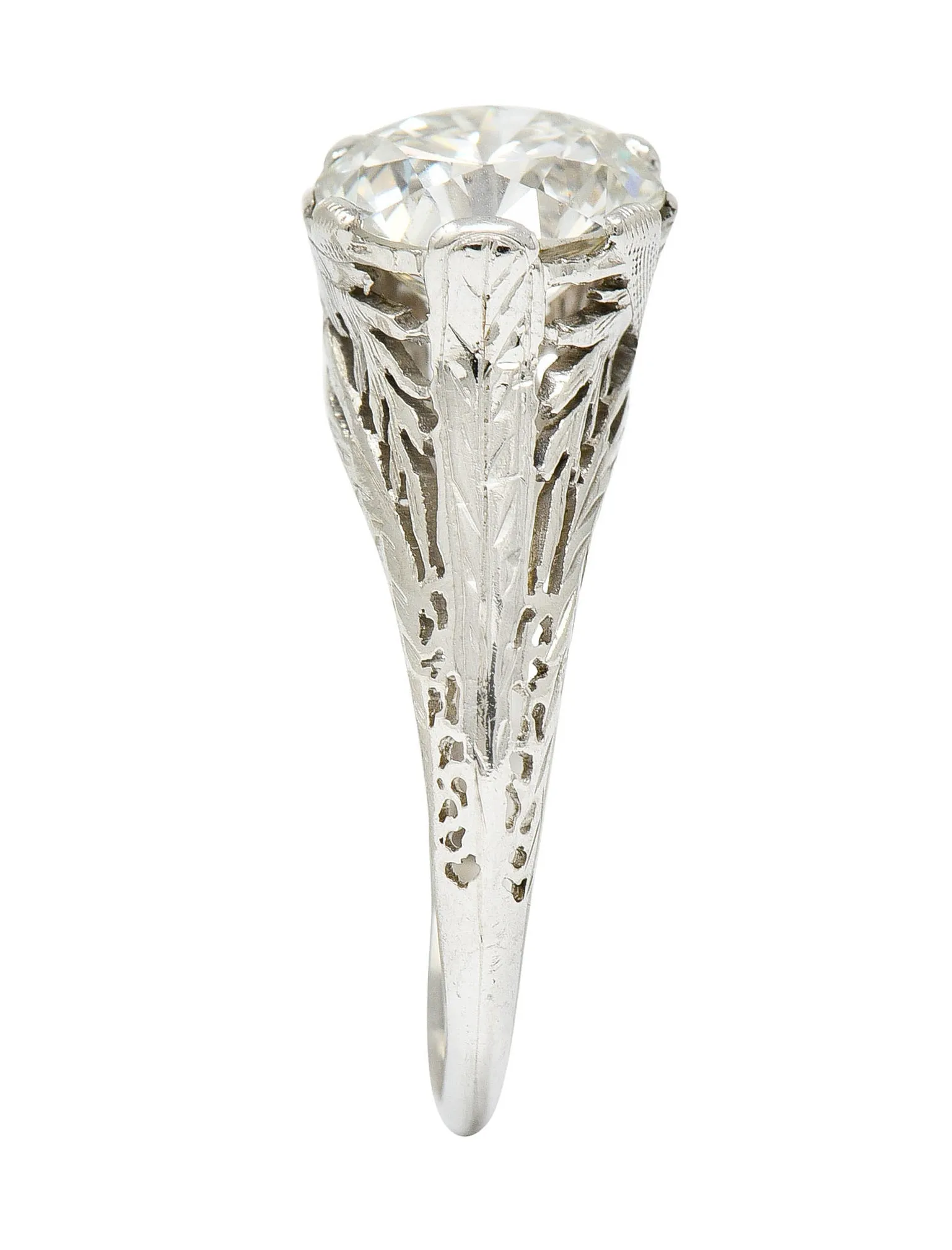 Edwardian 2.41 CTW Diamond Platinum Pinecone Antique Engagement Ring