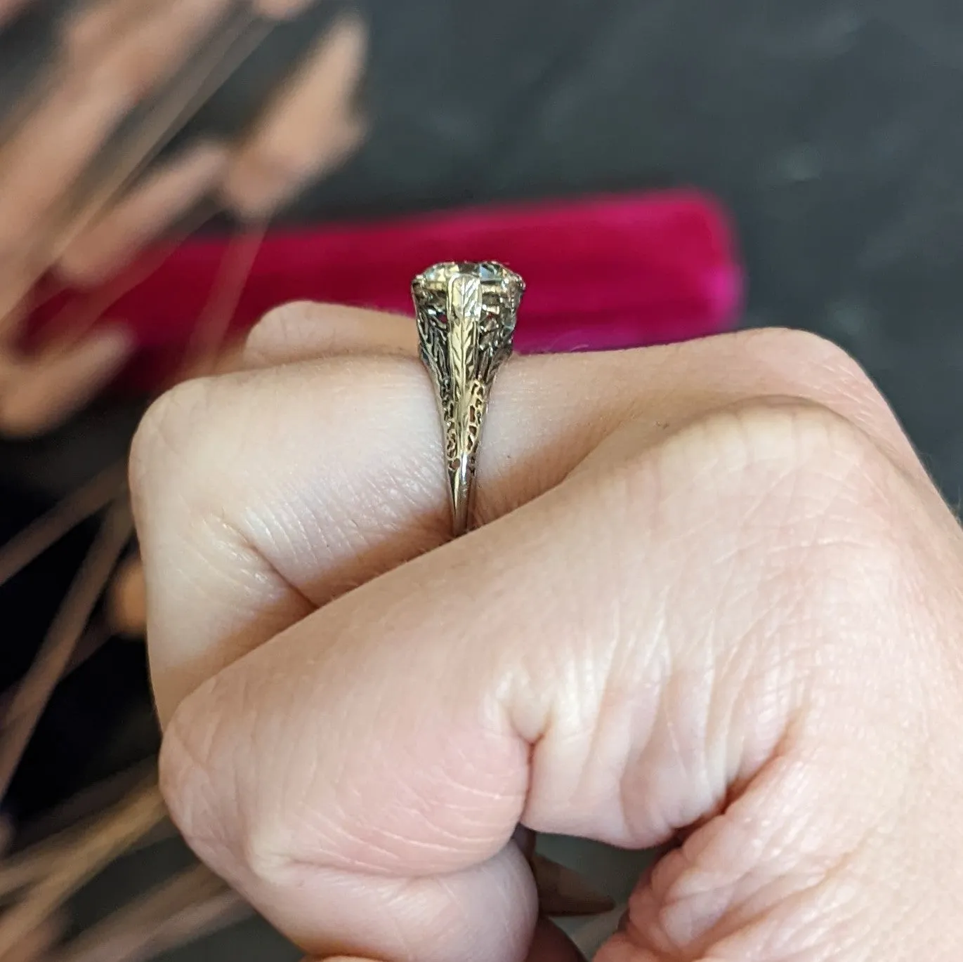 Edwardian 2.41 CTW Diamond Platinum Pinecone Antique Engagement Ring