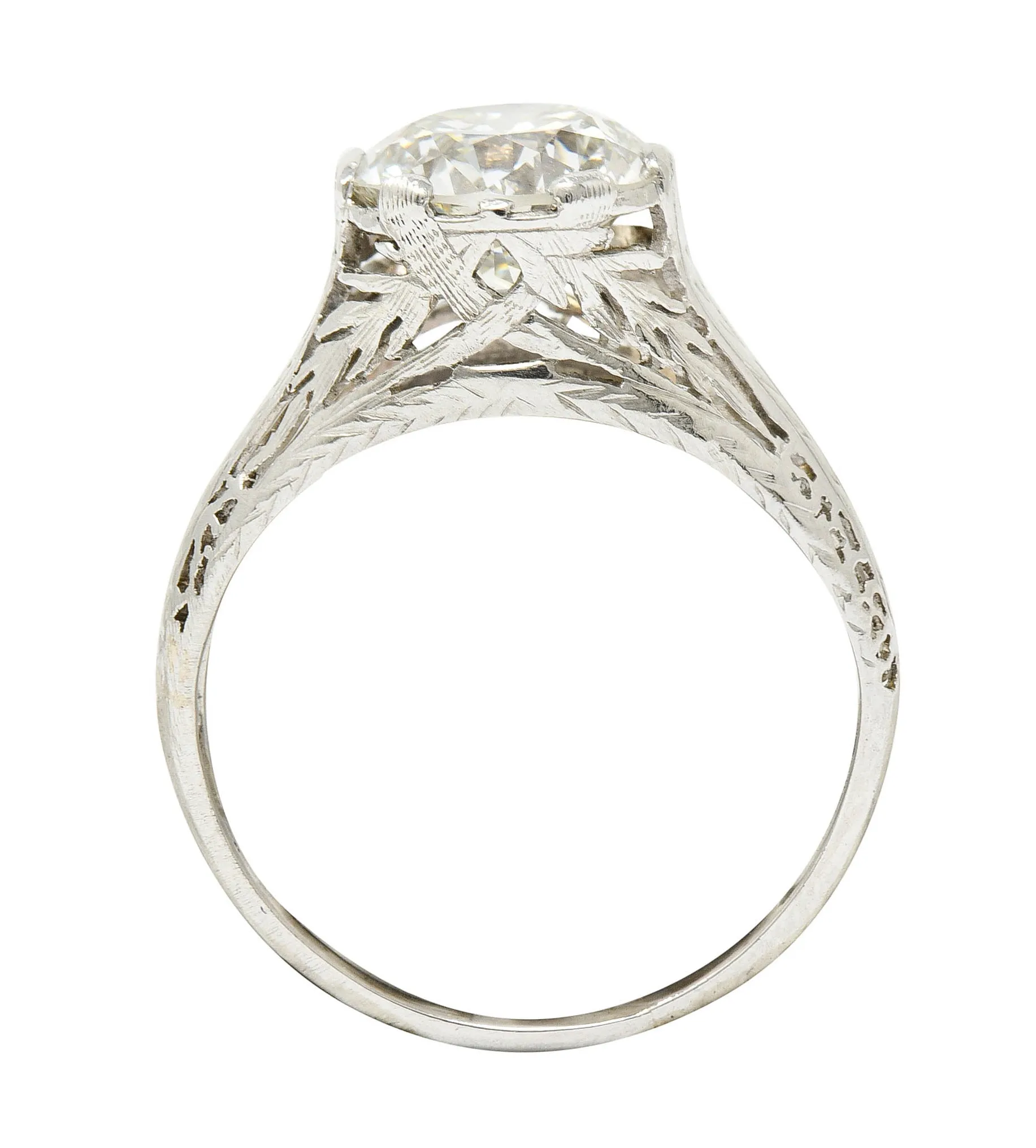 Edwardian 2.41 CTW Diamond Platinum Pinecone Antique Engagement Ring