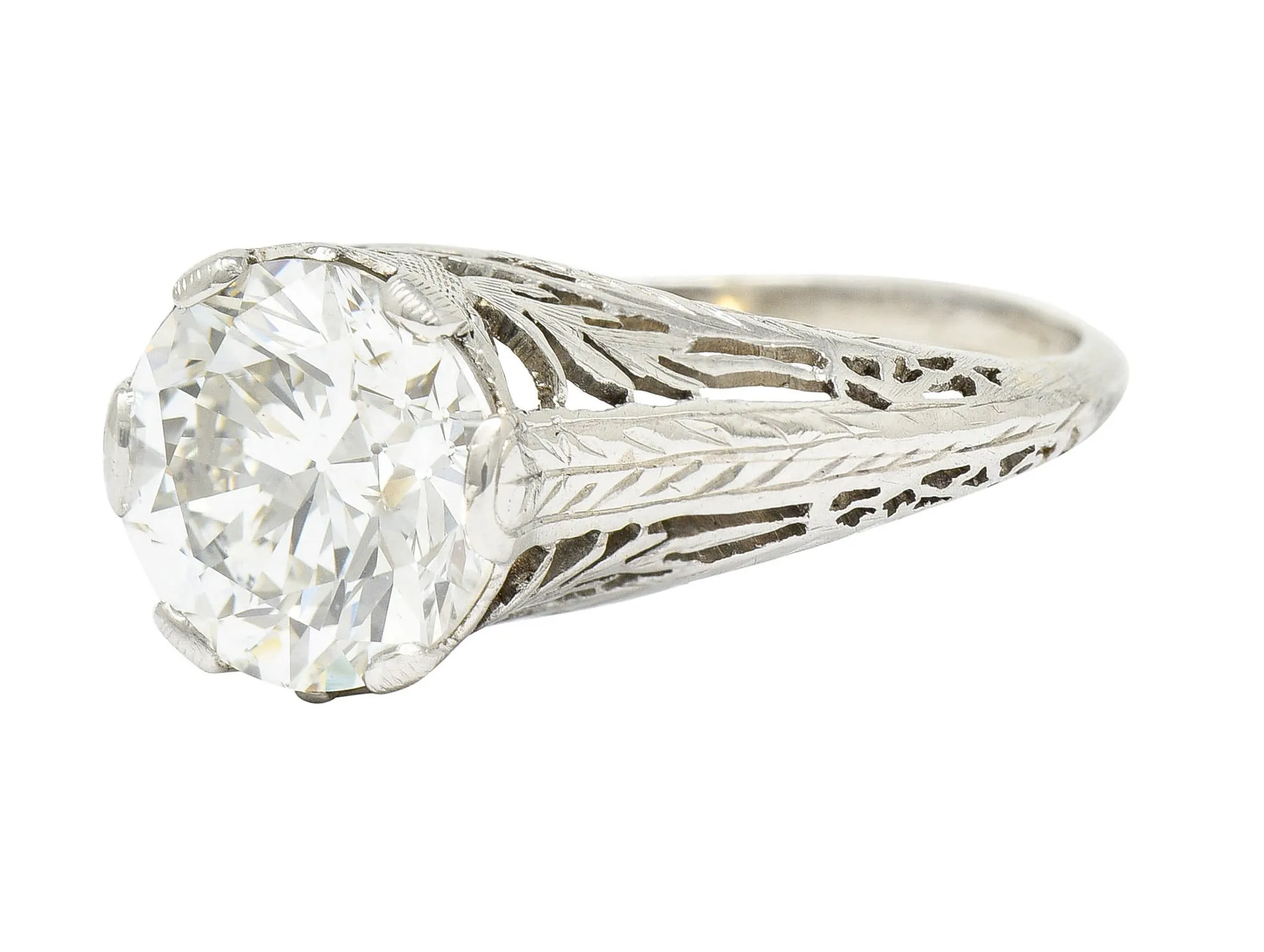 Edwardian 2.41 CTW Diamond Platinum Pinecone Antique Engagement Ring