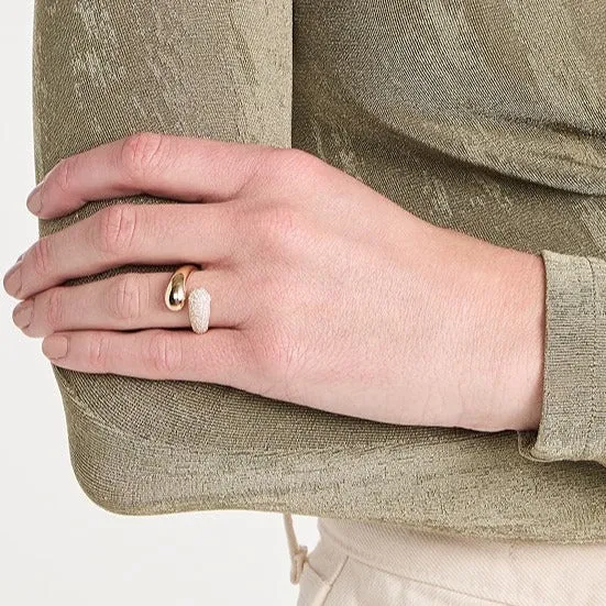 EF Collection Gold and Diamond Jumbo Double Dome Ring