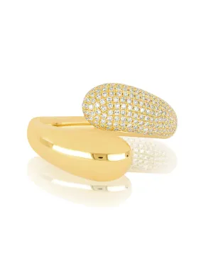 EF Collection Gold and Diamond Jumbo Double Dome Ring