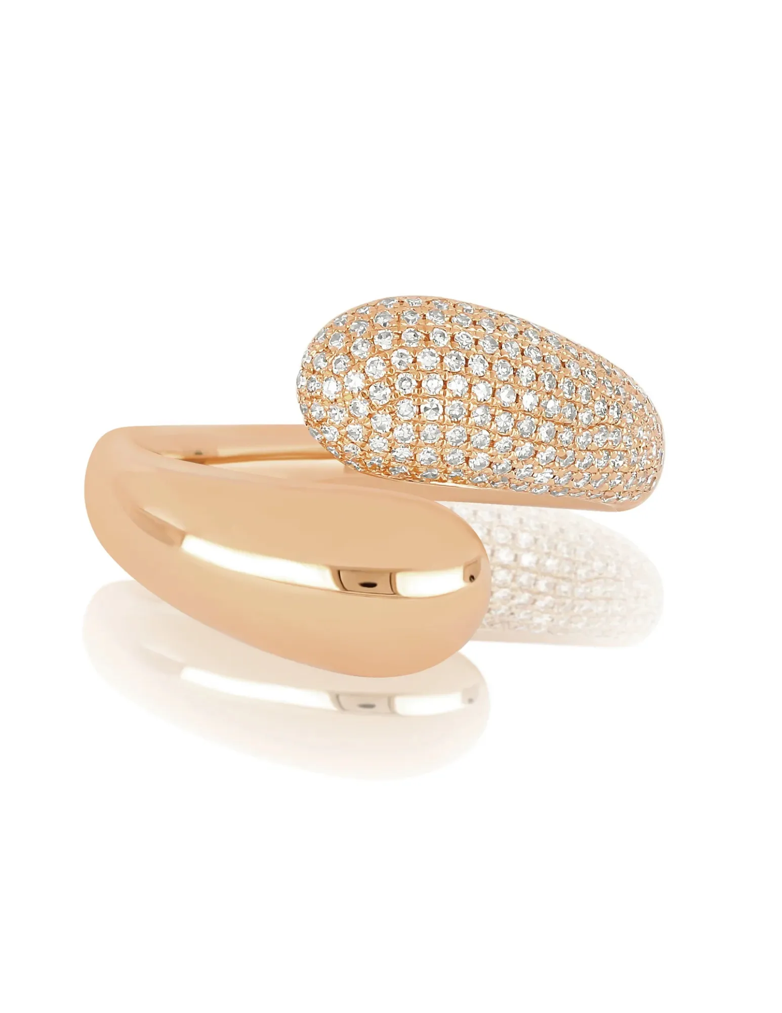 EF Collection Gold and Diamond Jumbo Double Dome Ring