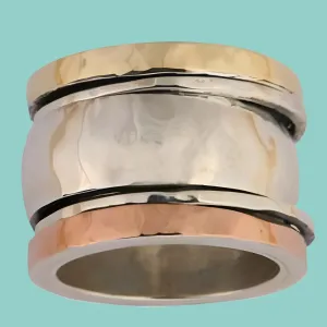 Elegant Spinner Ring Sterling silver gold Israeli Rings