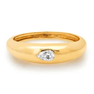 EMBEDDED PEAR DIAMOND RING, 14kt GOLD