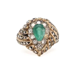 Emerald & Diamond Spiral Ring