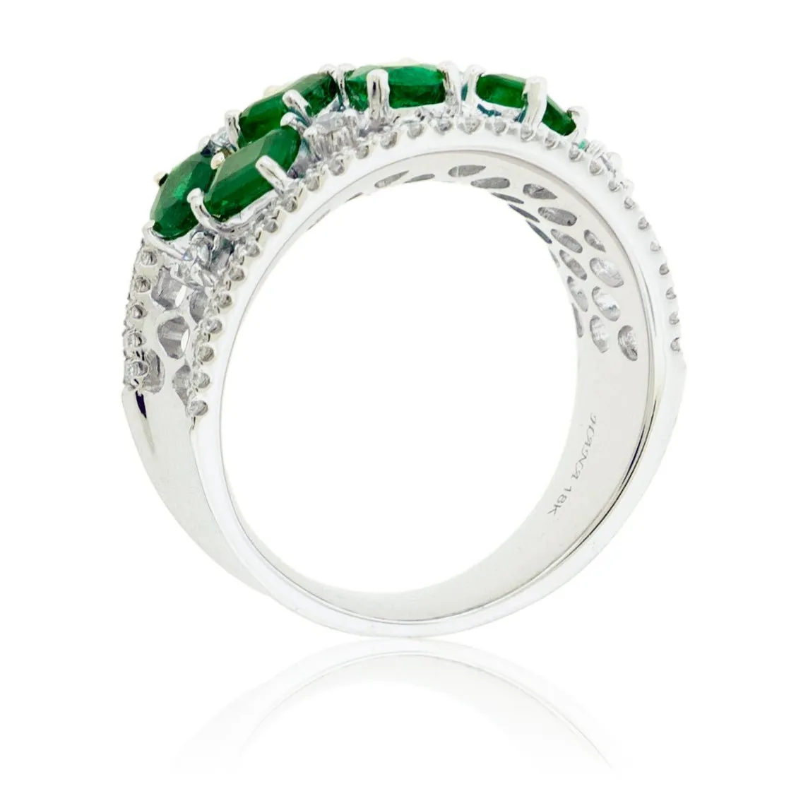 Emerald & Diamond Wide Right Hand Ring