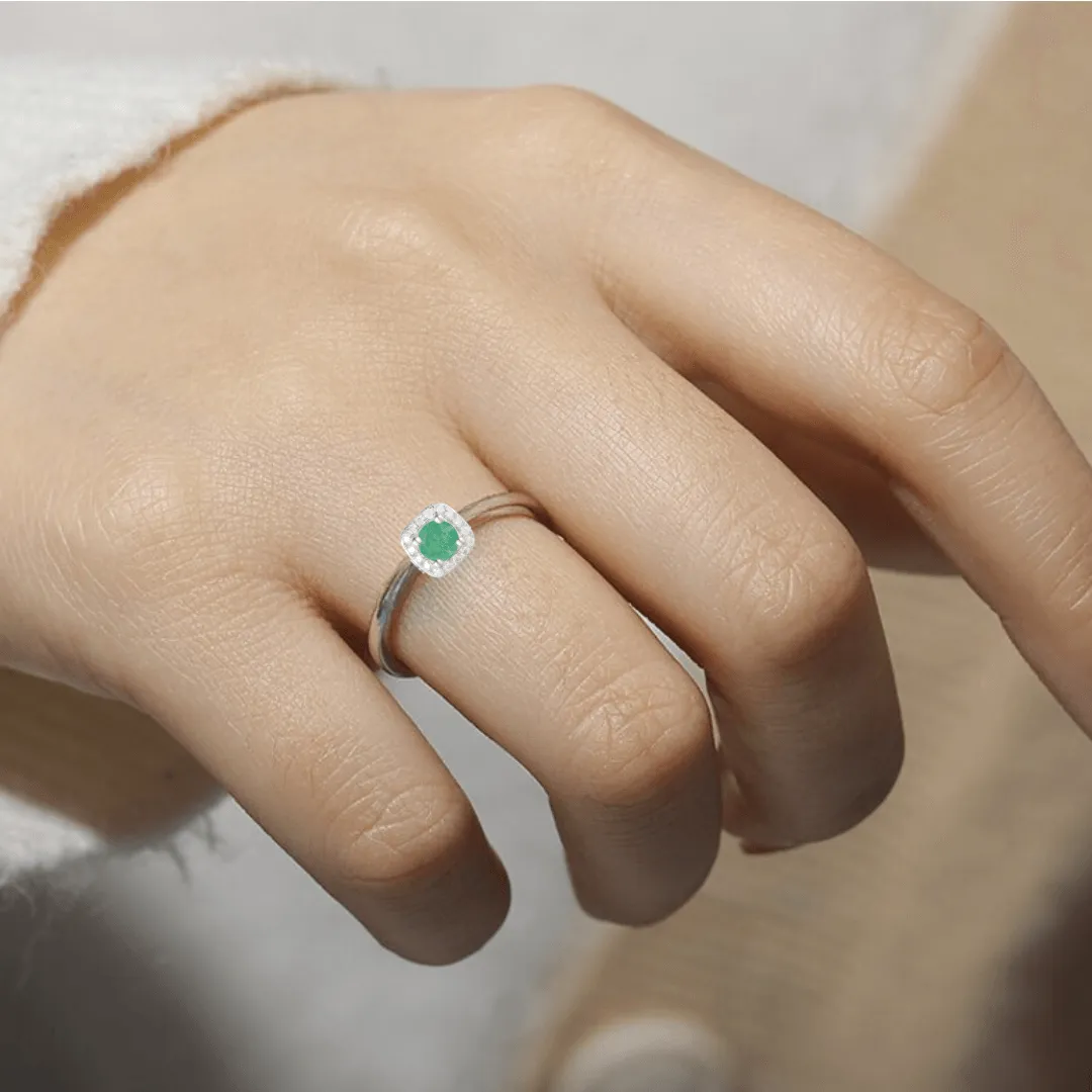 Emerald Halo Ring