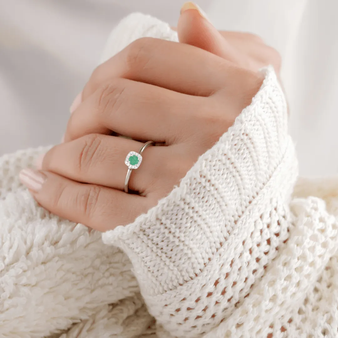 Emerald Halo Ring