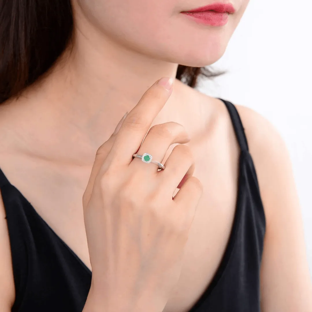Emerald Halo Ring