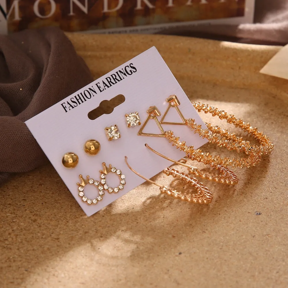 EN Pearl Hoop Earrings For Women Clip On Ear Rings Geometric Pendientes Round Circle Earring Set Brincos Korean Fashion Jewelry