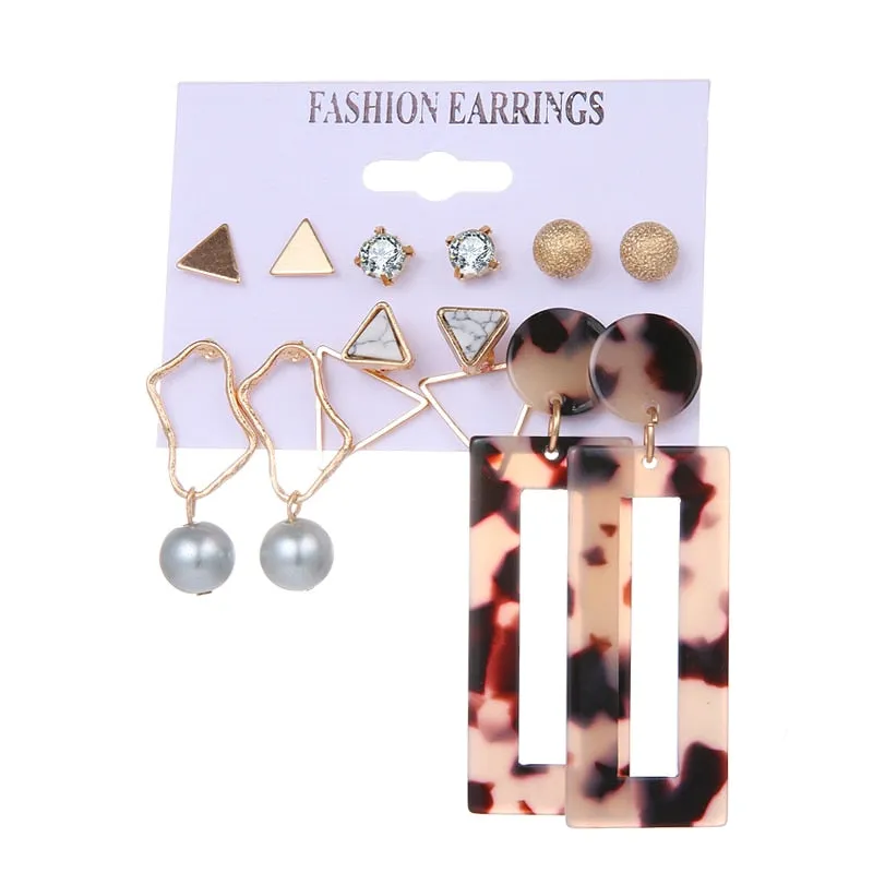 EN Pearl Hoop Earrings For Women Clip On Ear Rings Geometric Pendientes Round Circle Earring Set Brincos Korean Fashion Jewelry