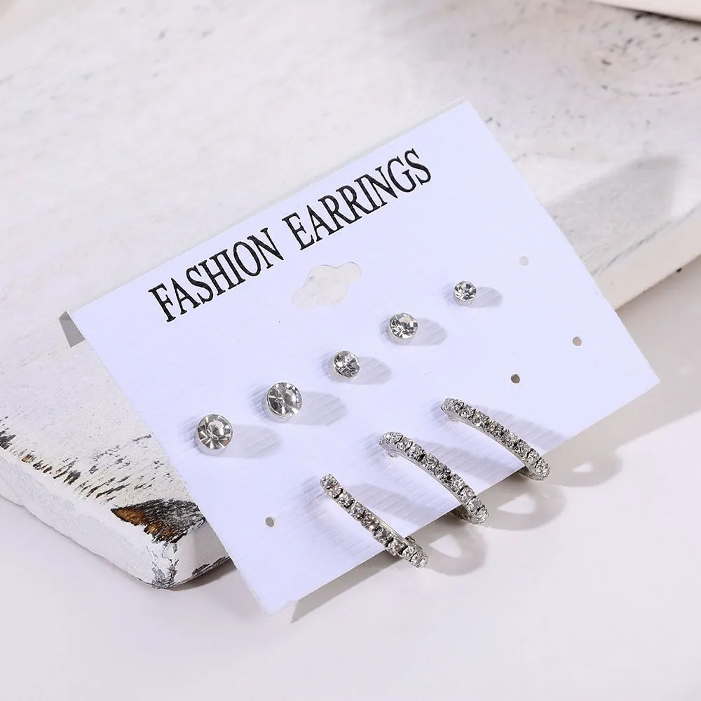 EN Pearl Hoop Earrings For Women Clip On Ear Rings Geometric Pendientes Round Circle Earring Set Brincos Korean Fashion Jewelry