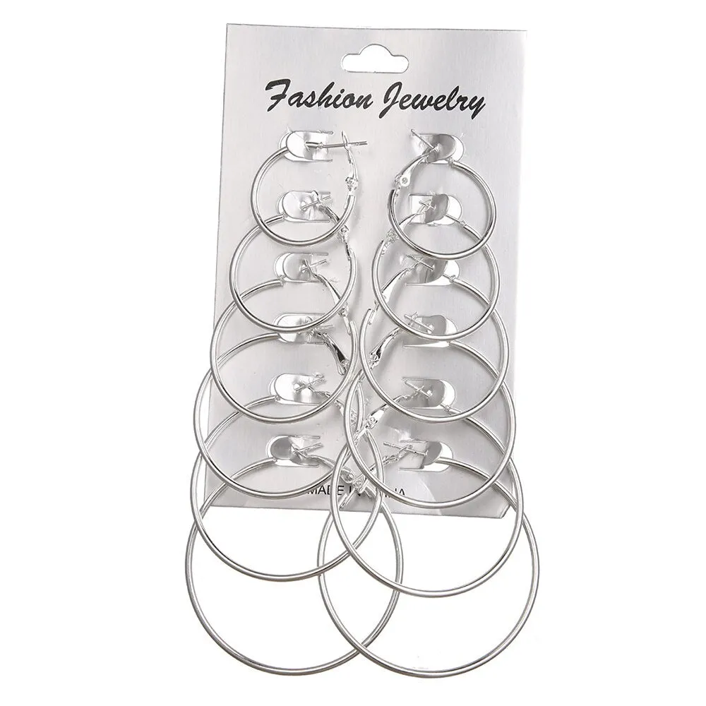 EN Pearl Hoop Earrings For Women Clip On Ear Rings Geometric Pendientes Round Circle Earring Set Brincos Korean Fashion Jewelry