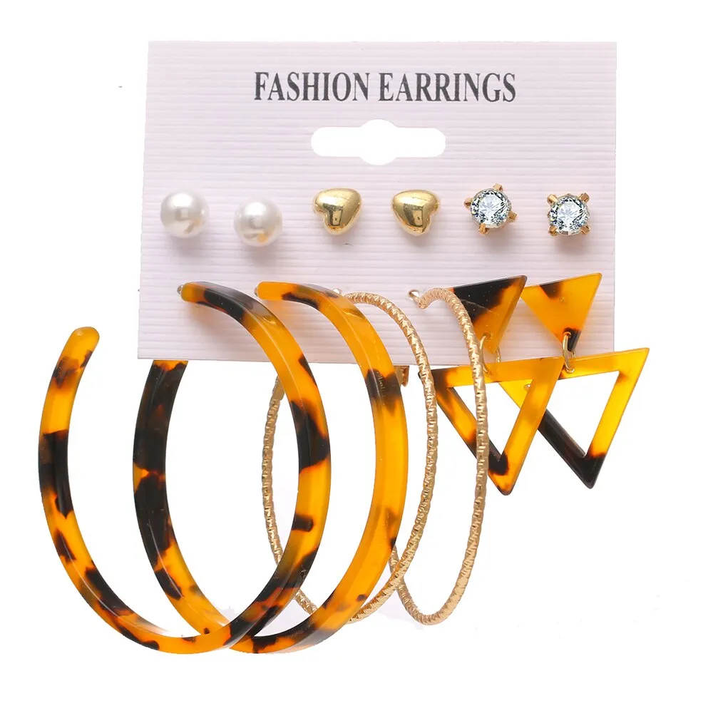 EN Pearl Hoop Earrings For Women Clip On Ear Rings Geometric Pendientes Round Circle Earring Set Brincos Korean Fashion Jewelry