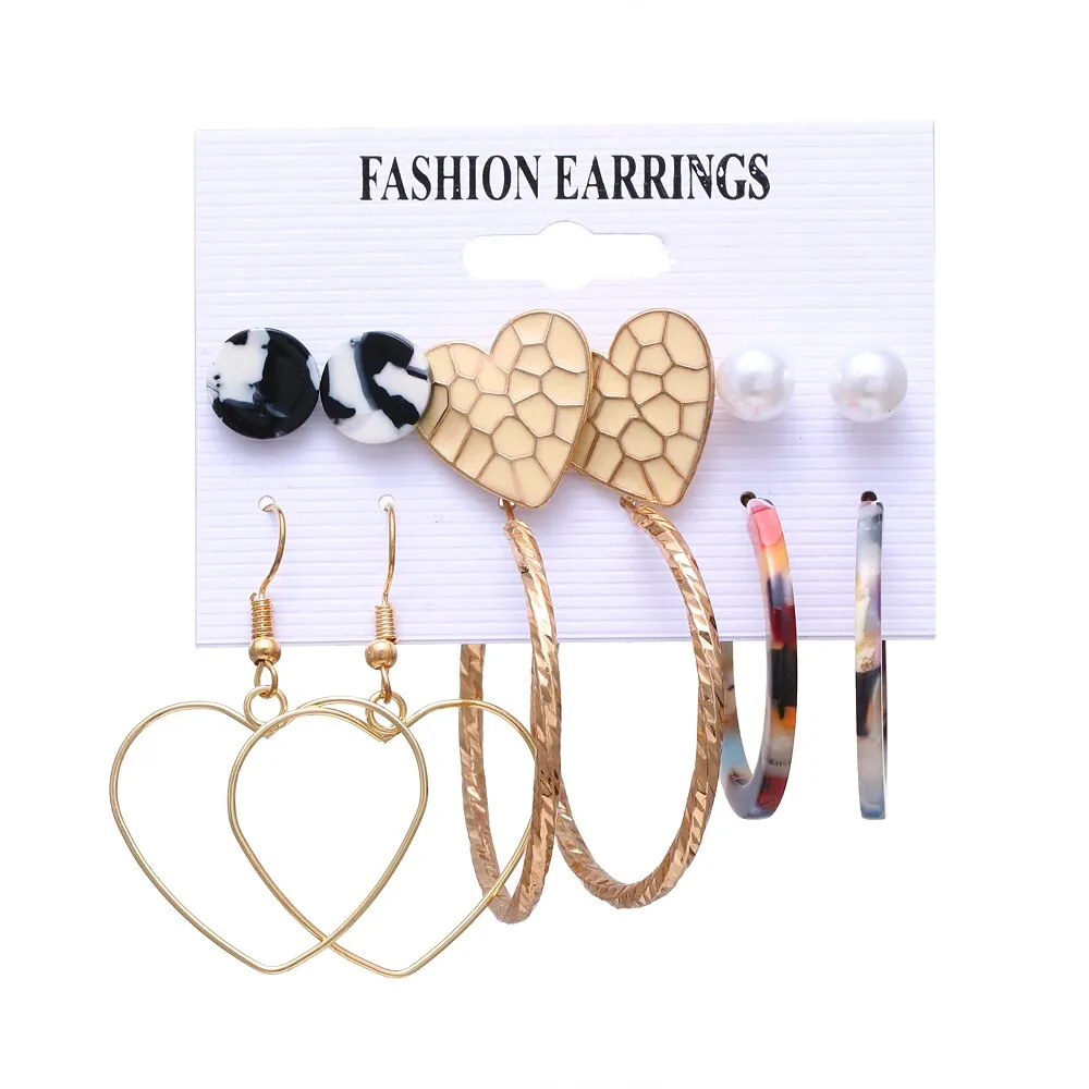 EN Pearl Hoop Earrings For Women Clip On Ear Rings Geometric Pendientes Round Circle Earring Set Brincos Korean Fashion Jewelry
