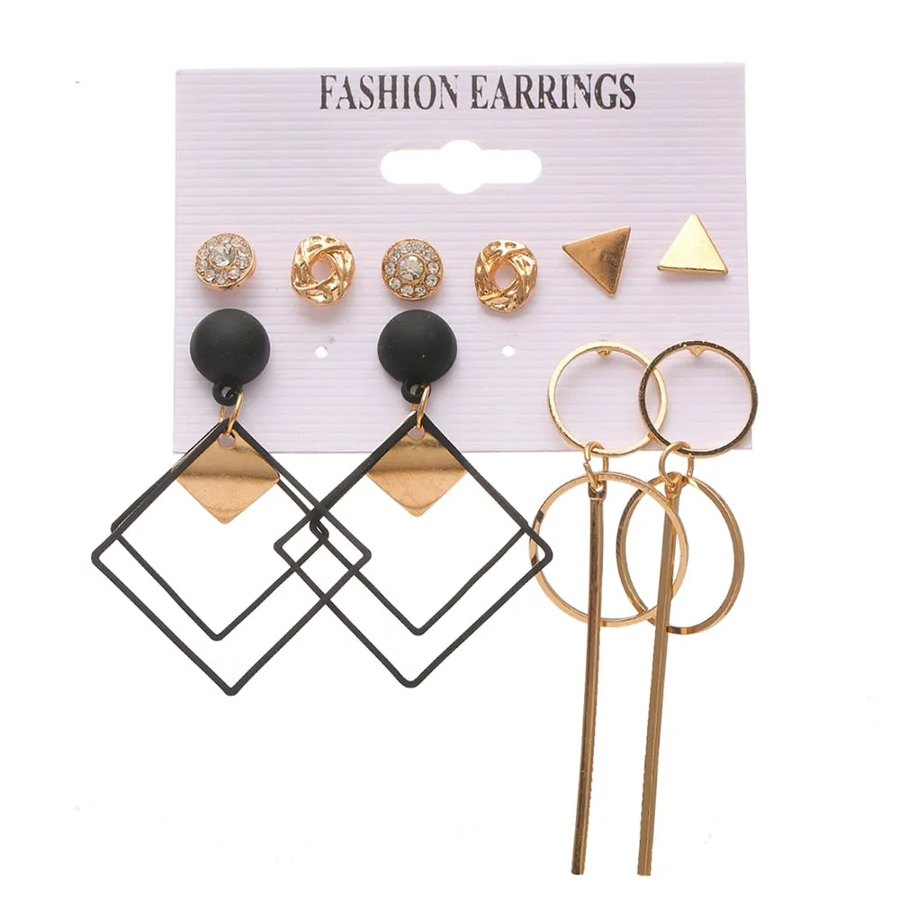 EN Pearl Hoop Earrings For Women Clip On Ear Rings Geometric Pendientes Round Circle Earring Set Brincos Korean Fashion Jewelry