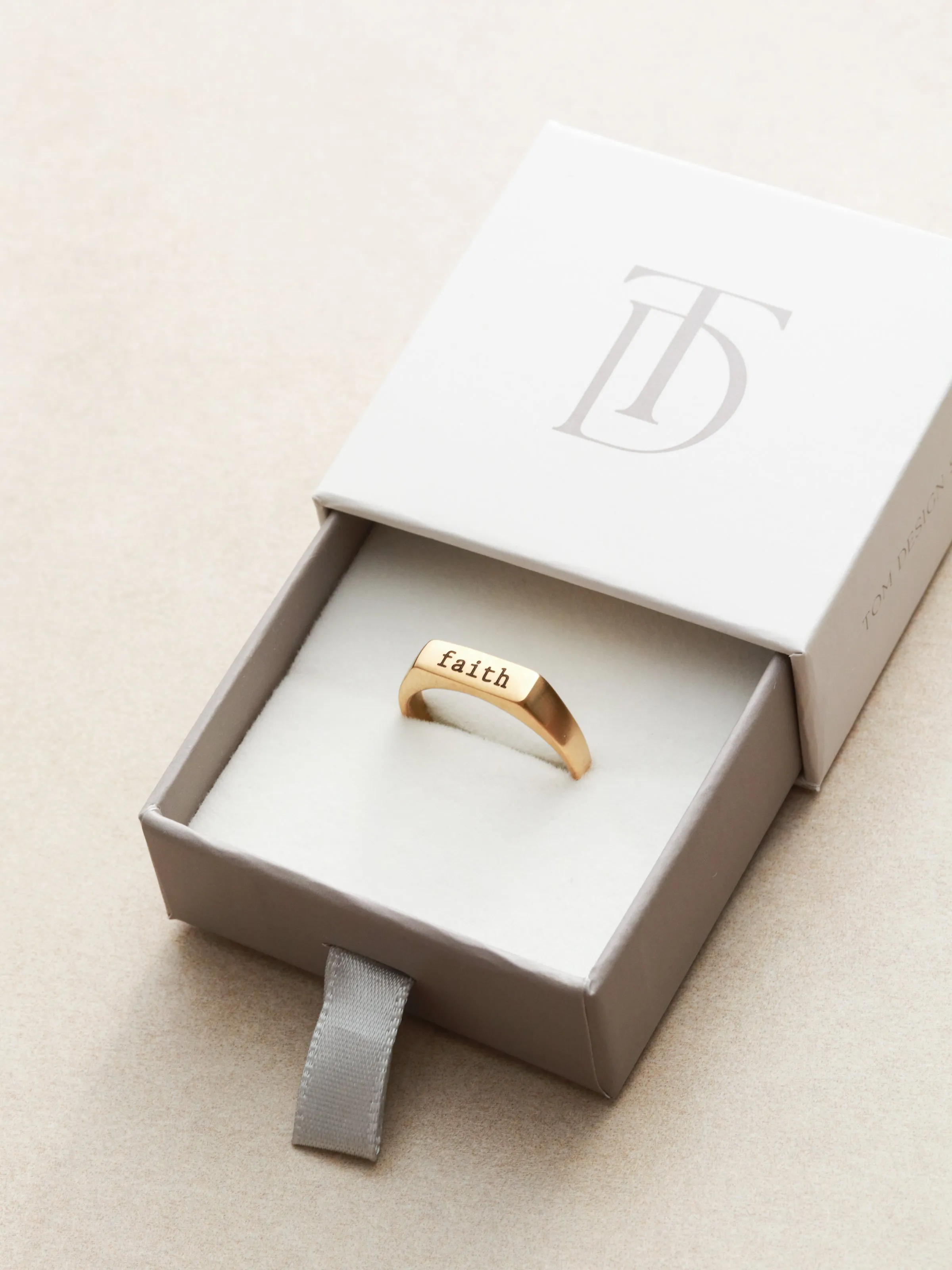 Engraved Signet Bar Ring