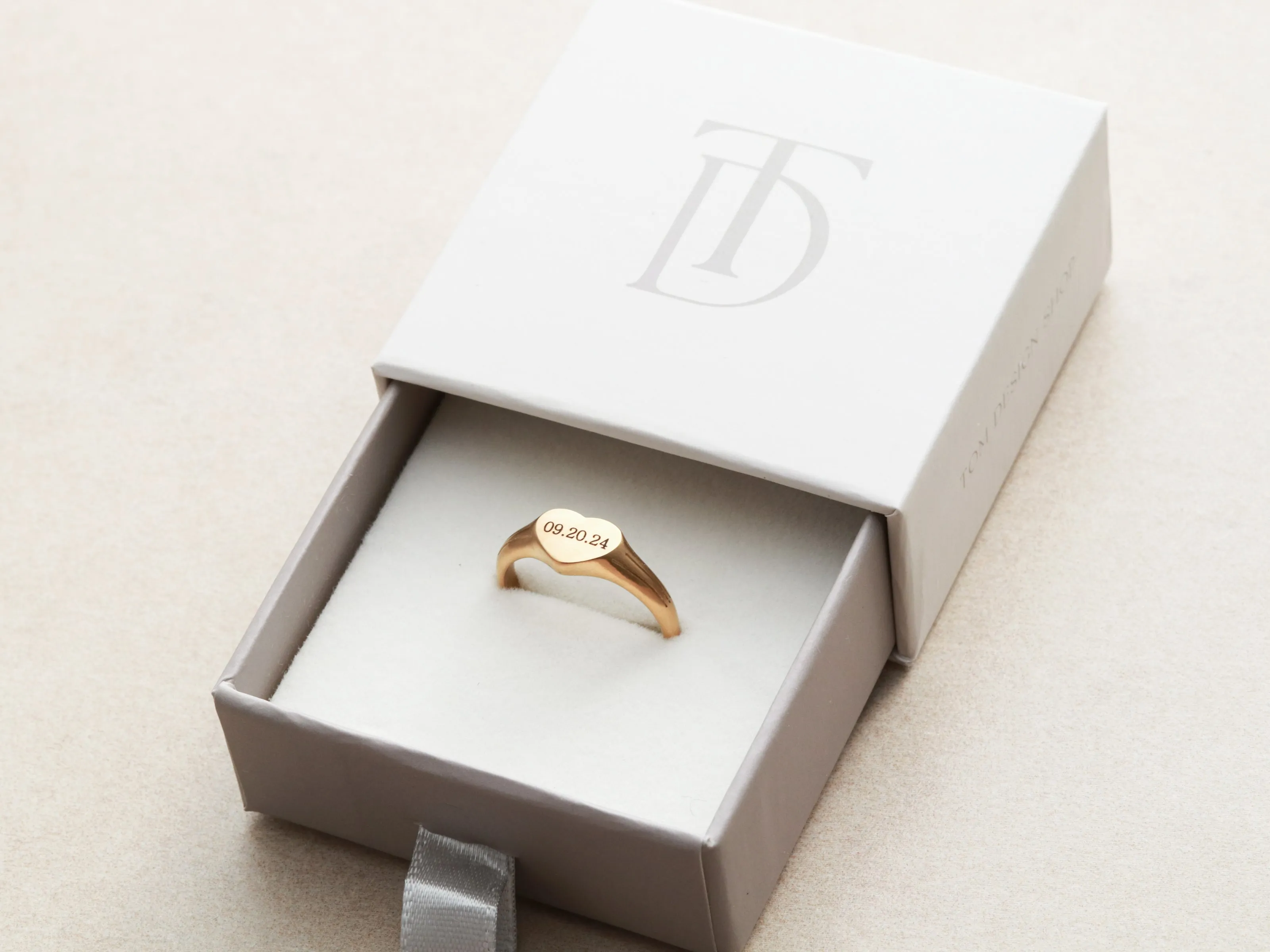 Engraved Signet Heart Ring