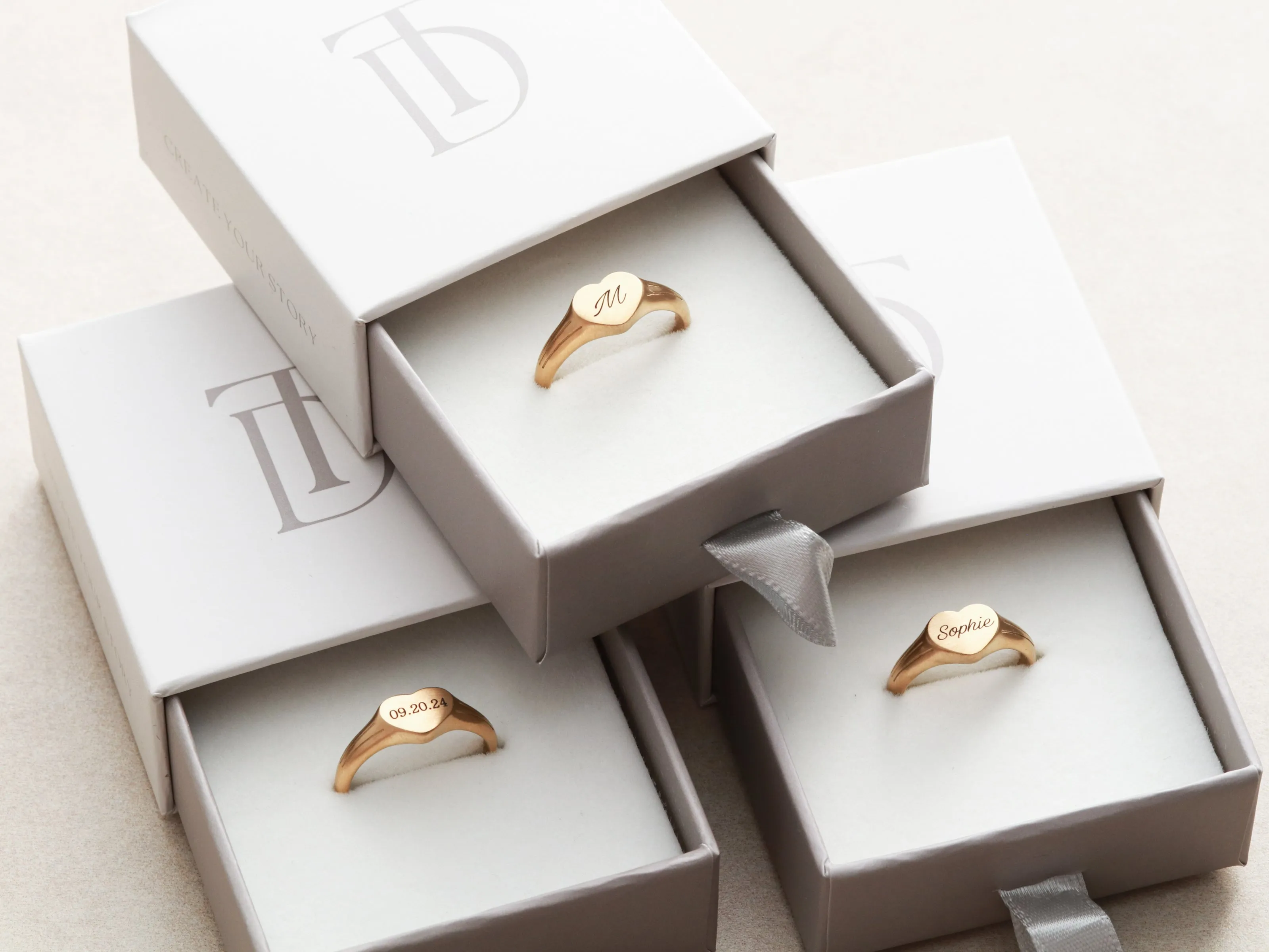 Engraved Signet Heart Ring