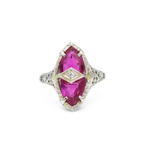 Estate 14KT White Gold And Diamond Ring