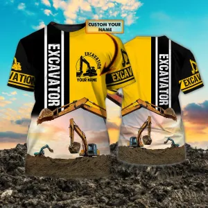 Excavator - Personalized Name 3D Tshirt