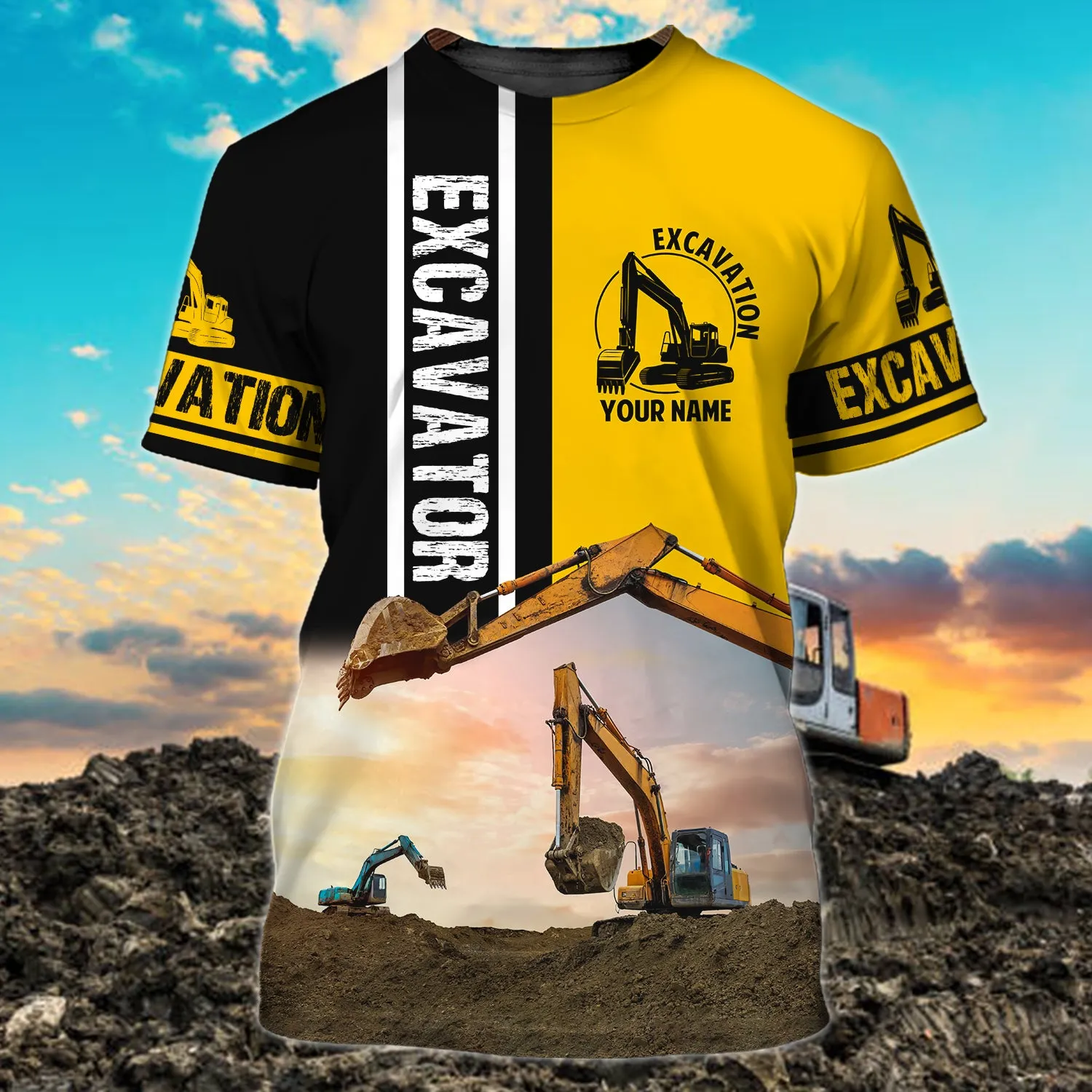 Excavator - Personalized Name 3D Tshirt