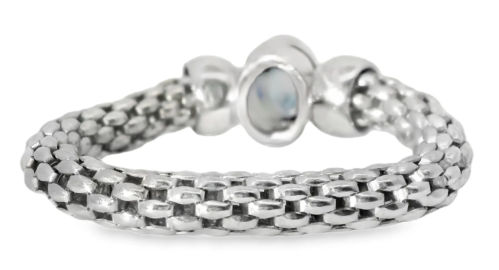 Fabulous Estate 18K White Gold Sapphire Mesh Rope Band Ring
