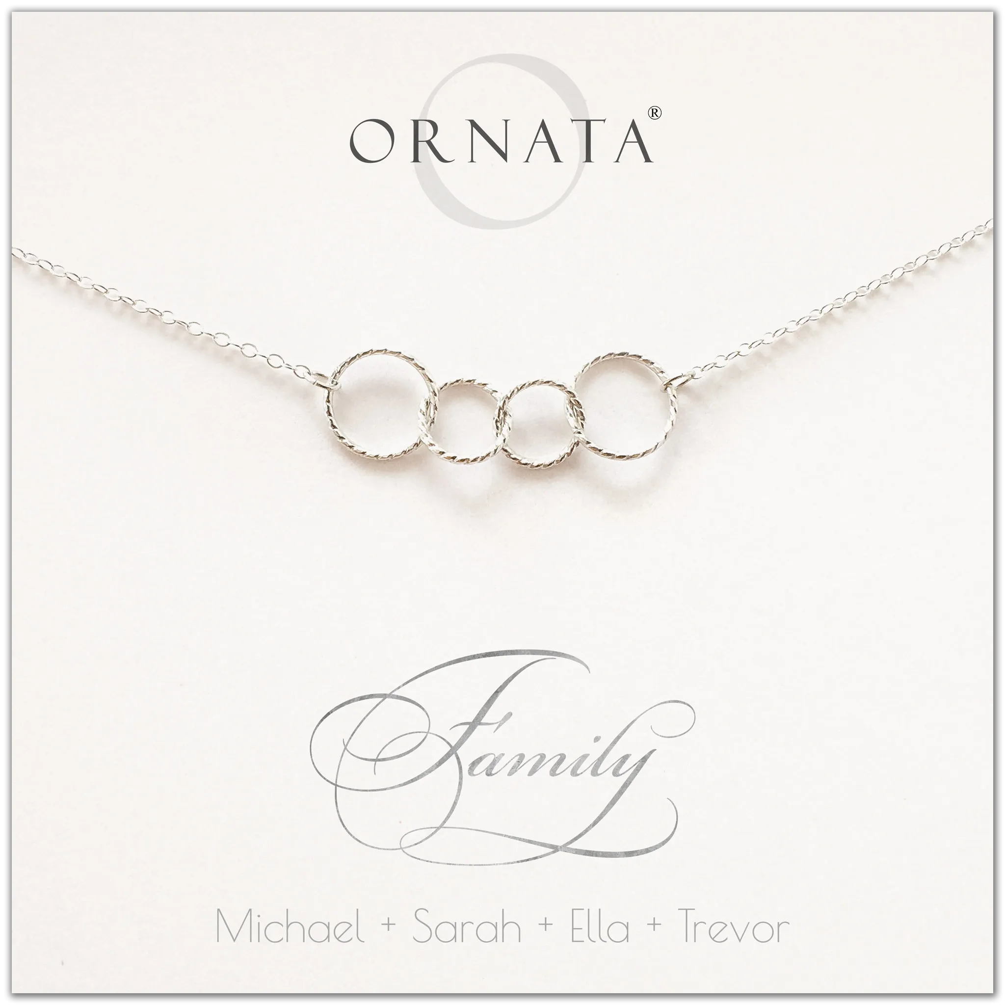 Family of Four PERSONALIZED Sterling Silver Necklace by Ornata