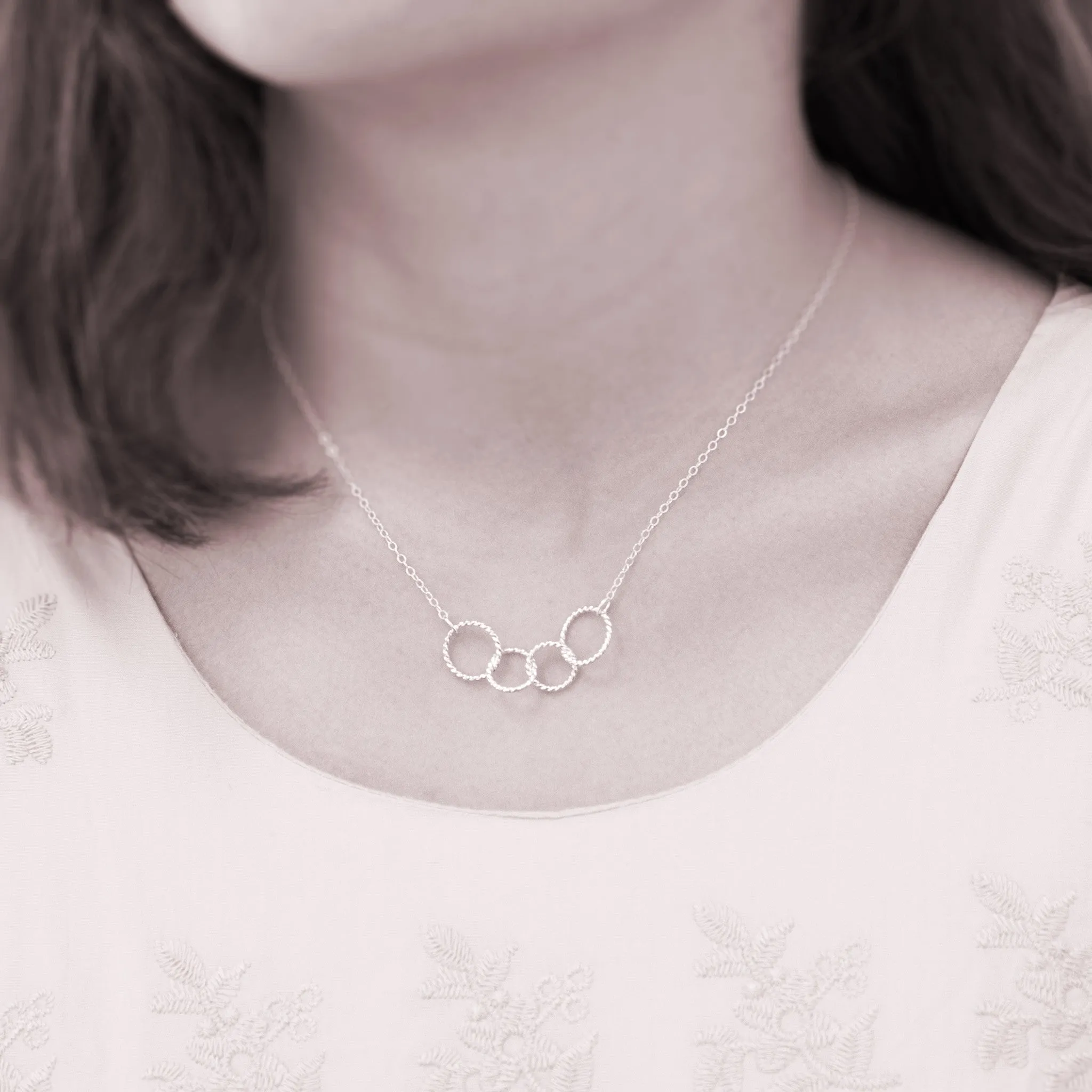“Family of Four” Sterling Silver Necklace | Two Adults & Two Children