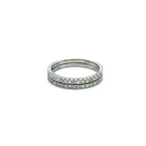 Fantastic Vintage 14K White Gold Two Row Pave Diamond Wedding Band.