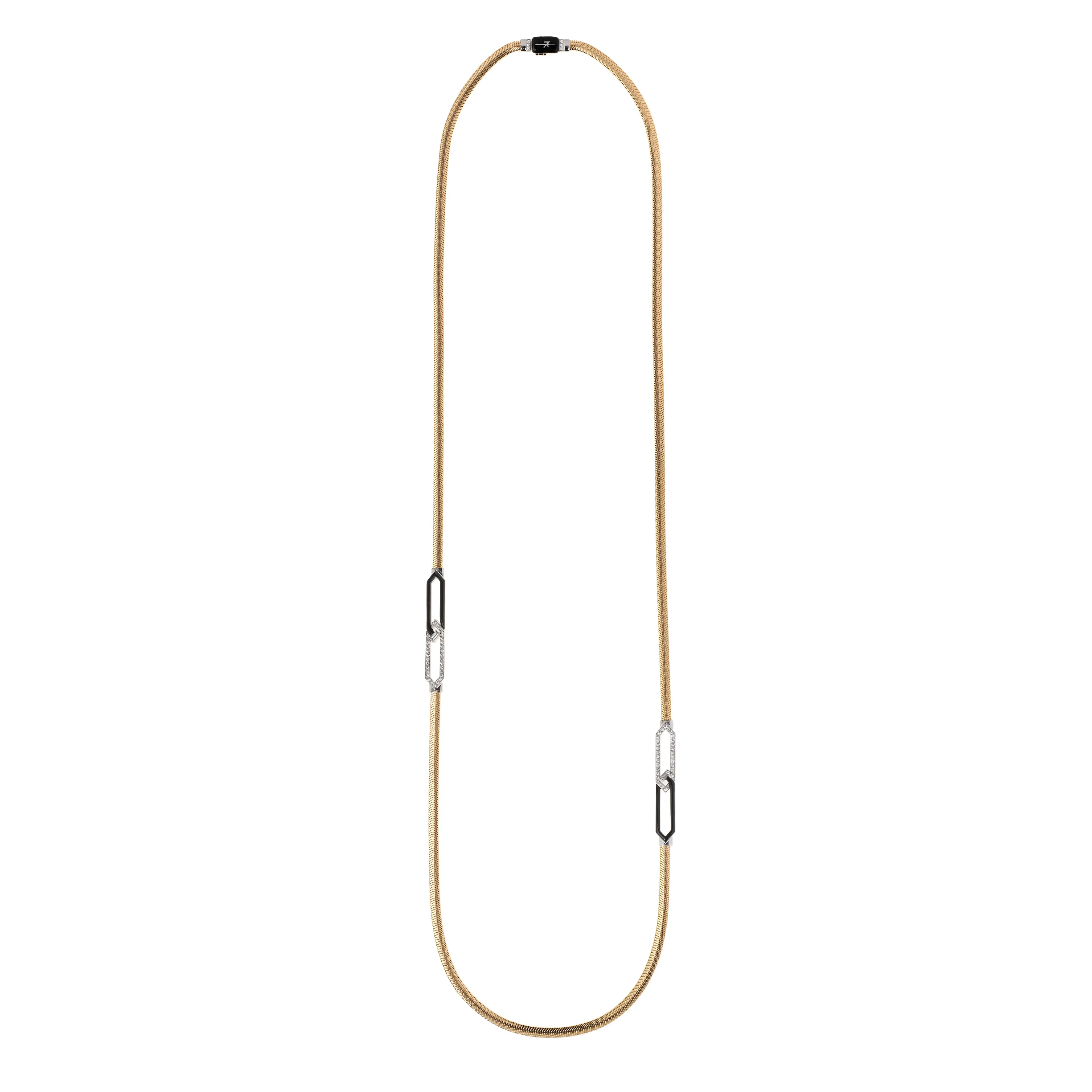 Feelings Necklace with Diamonds & Black Enamel