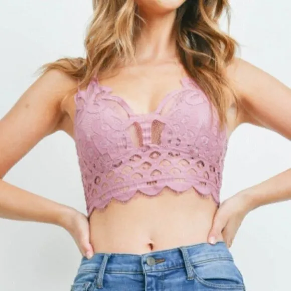feminine lace bralette pink