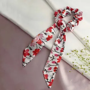 Ferosh Red Floral Long Tail Scrunchie