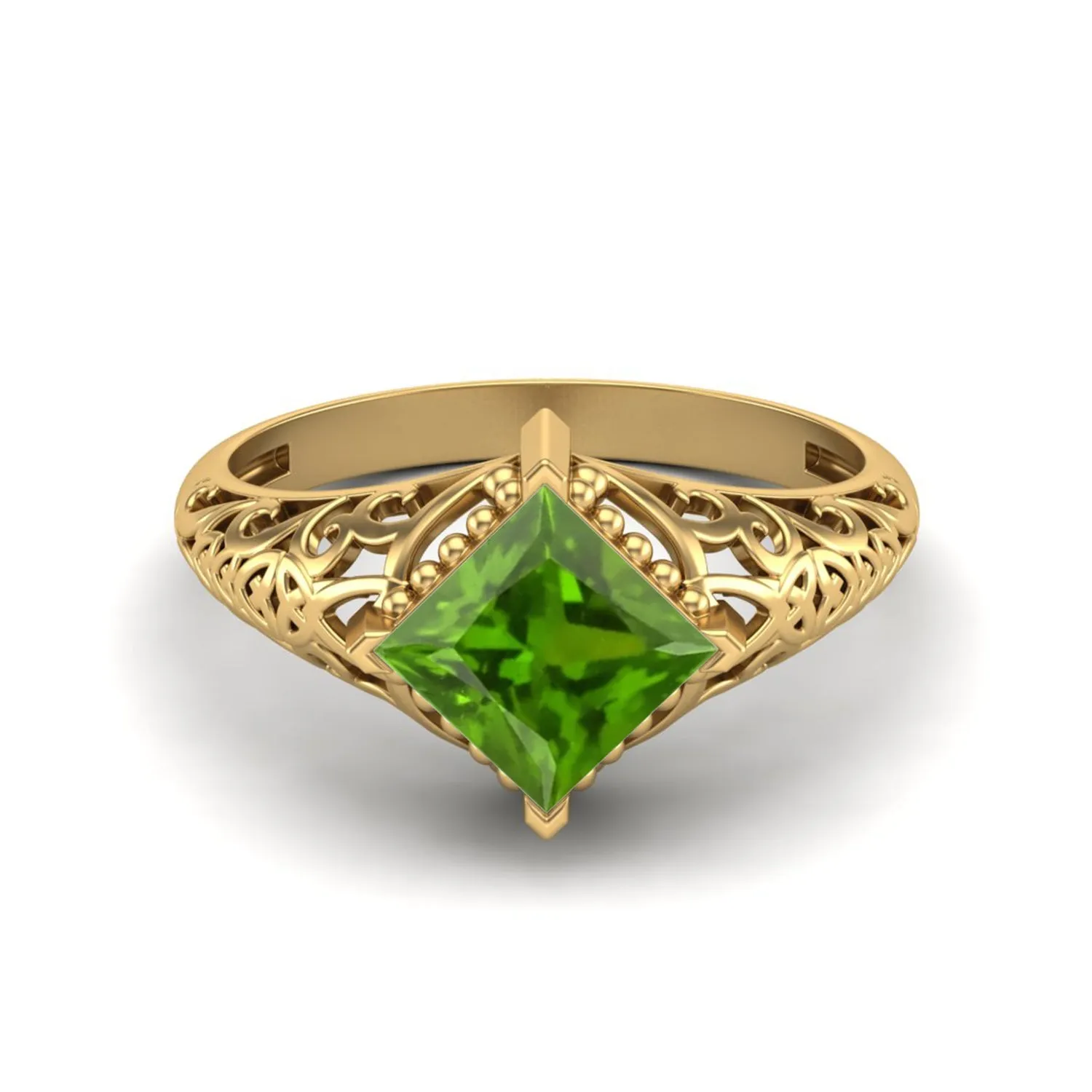 Filigree Design Tsavorite Engagement Ring Vintage Bridal Ring