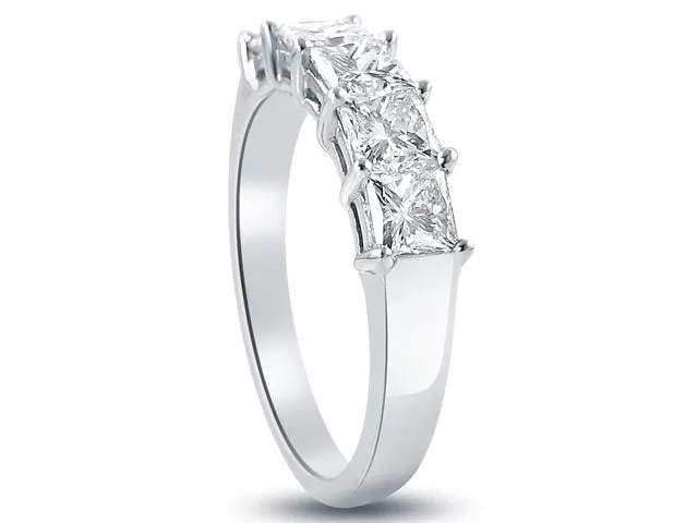 Five Stone Princess Cut Diamond Ring 1.55ctw