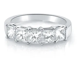 Five Stone Princess Cut Diamond Ring 1.55ctw