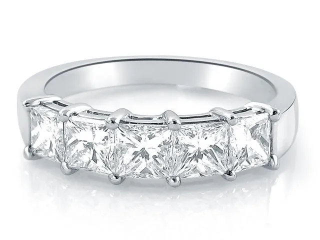 Five Stone Princess Cut Diamond Ring 1.55ctw