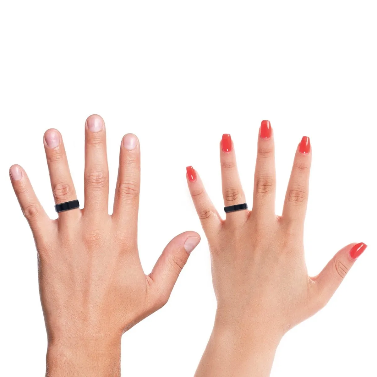 FLAME | Blue and Red Wood, Black Tungsten Ring, Brushed, Beveled