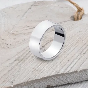 Flat-Shaped Solid 925 Silver Band - 8mm Wide