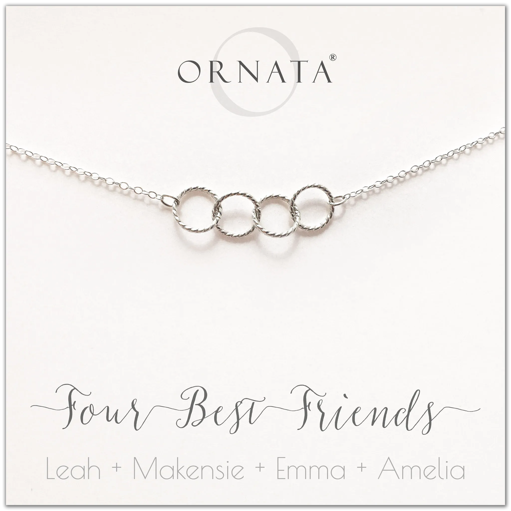 Four Best Friends PERSONALIZED Sterling Silver Necklace by Ornata