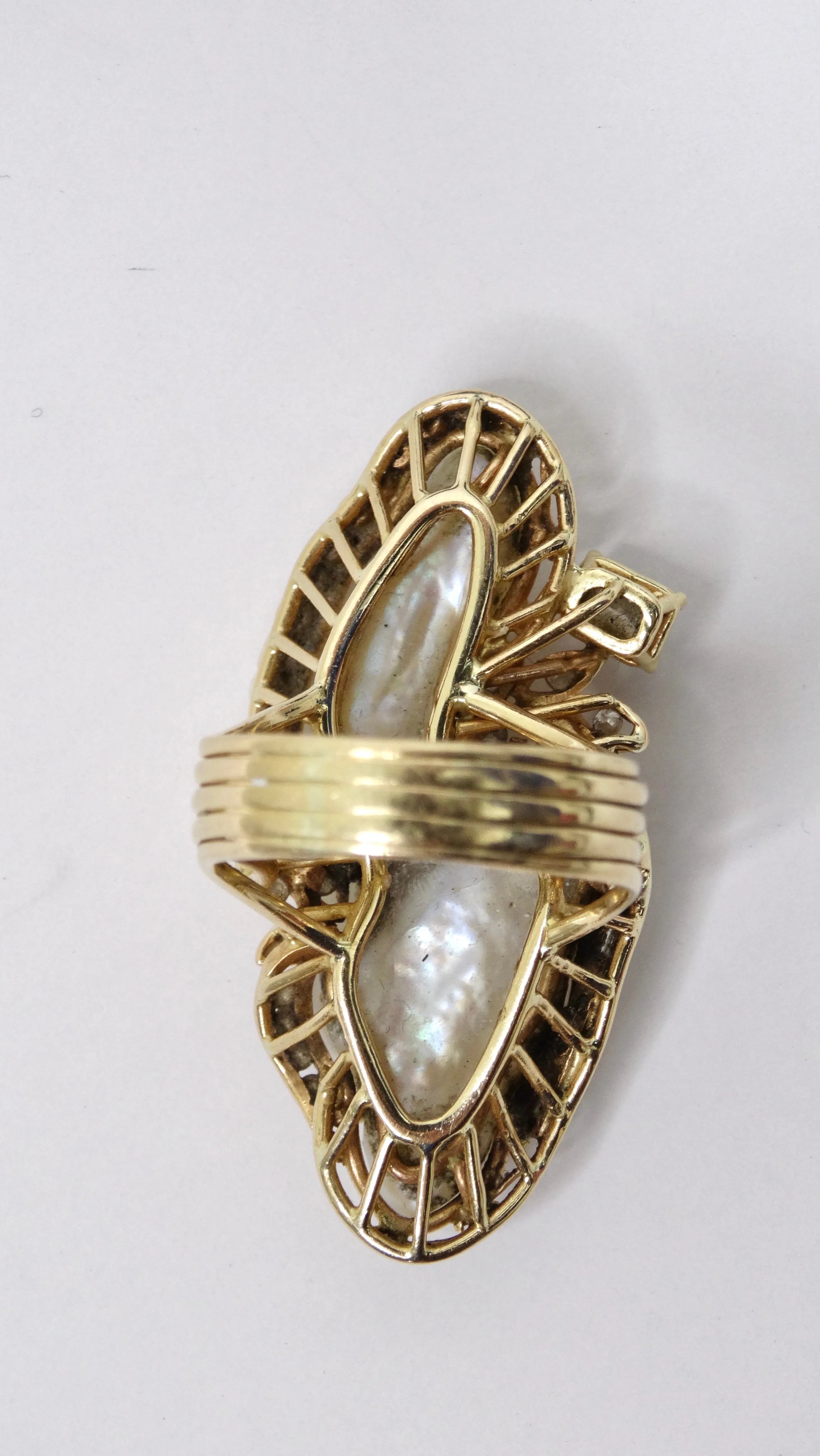 Freshwater Pearl & Emerald Diamond Ring
