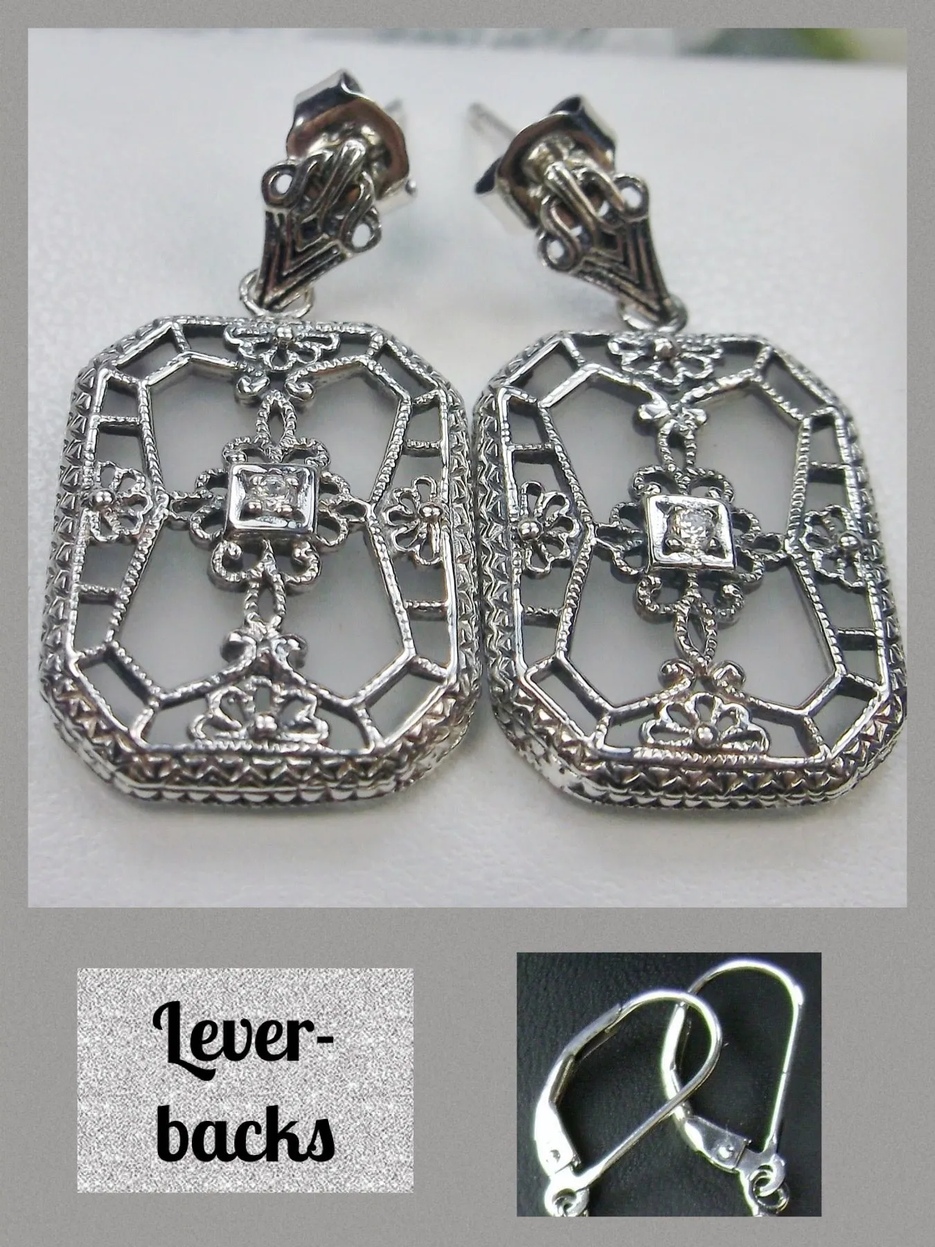 Frosted Camphor Glass Earrings, Stained Glass Art Deco 1930's Revival Jewelry #E203
