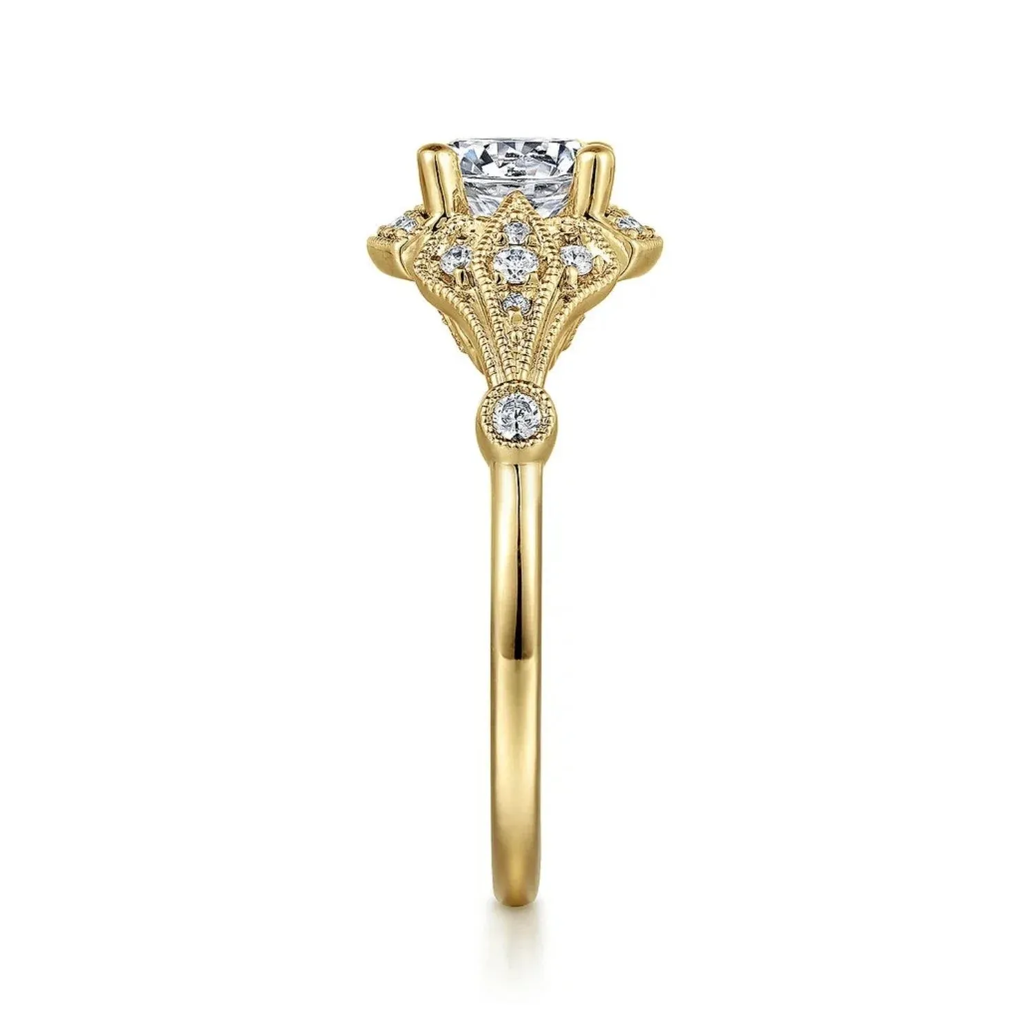 Gabriel & Co. "Columbus" Art Deco Style Halo Diamond Engagement Ring