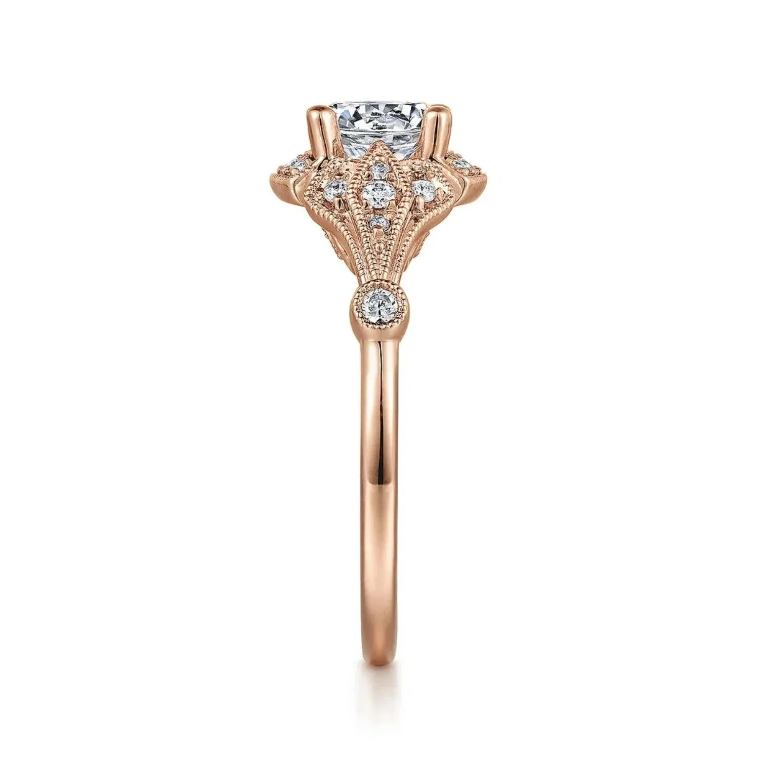 Gabriel & Co. "Columbus" Art Deco Style Halo Diamond Engagement Ring