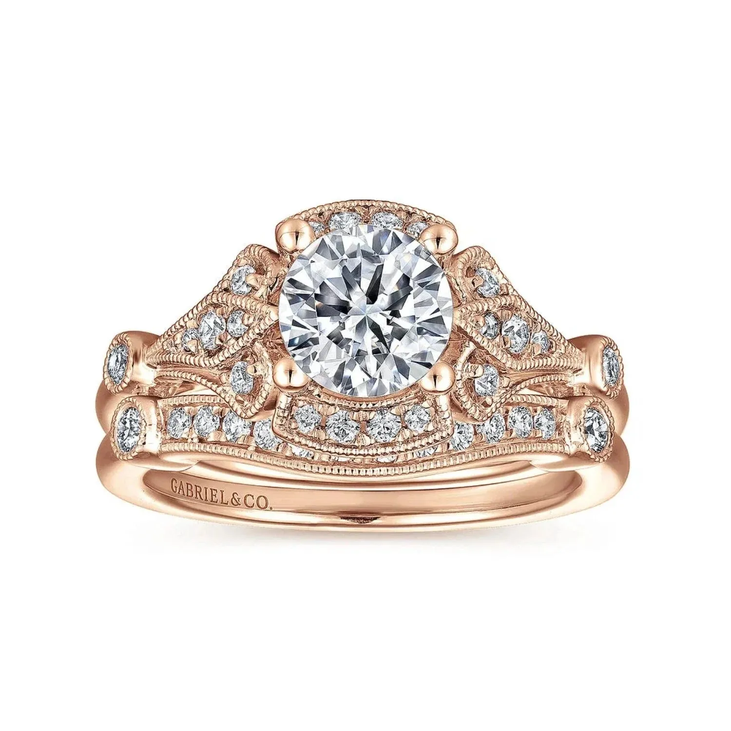 Gabriel & Co. "Columbus" Art Deco Style Halo Diamond Engagement Ring