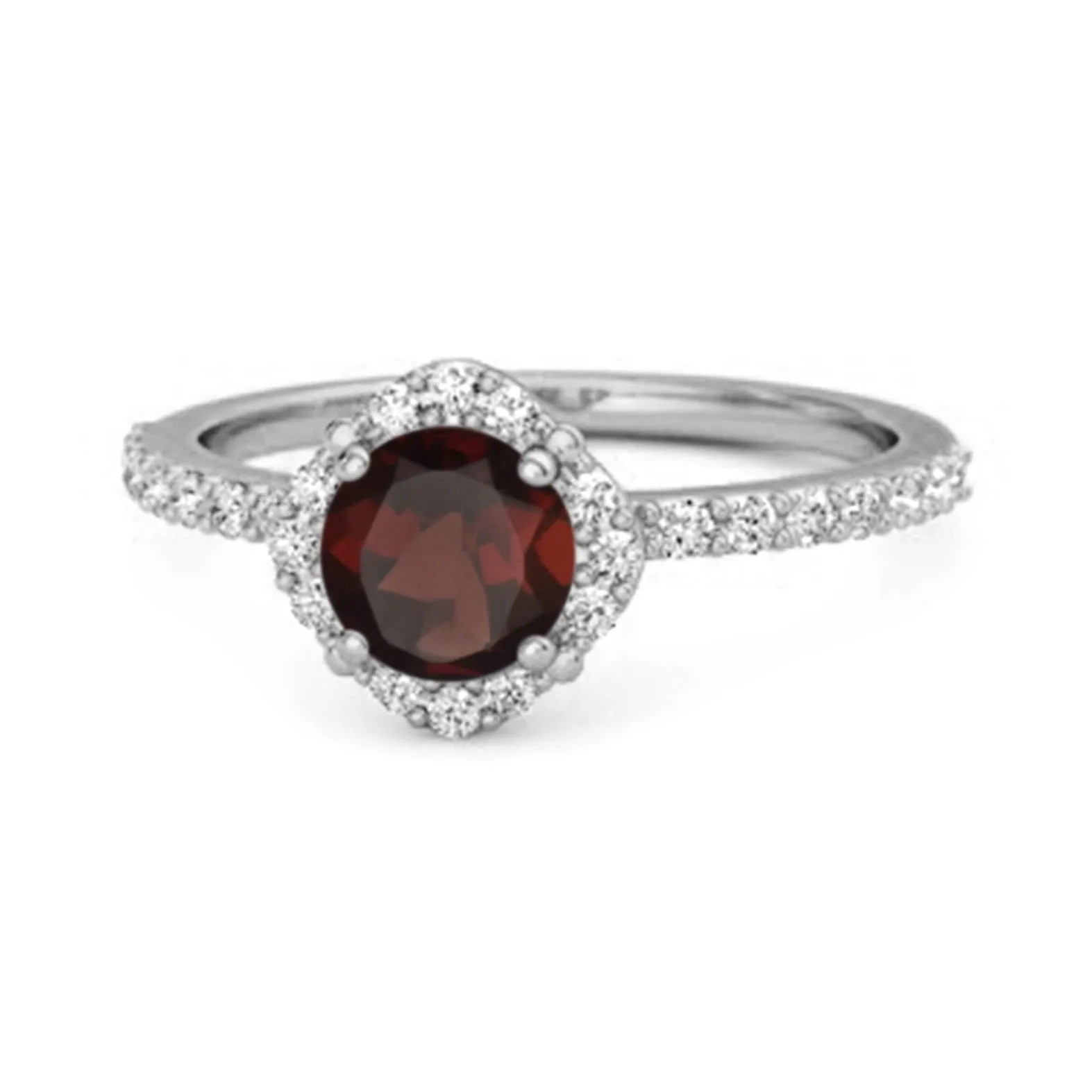 Garnet Solitaire Accents 925 Sterling Silver Friendship Ring